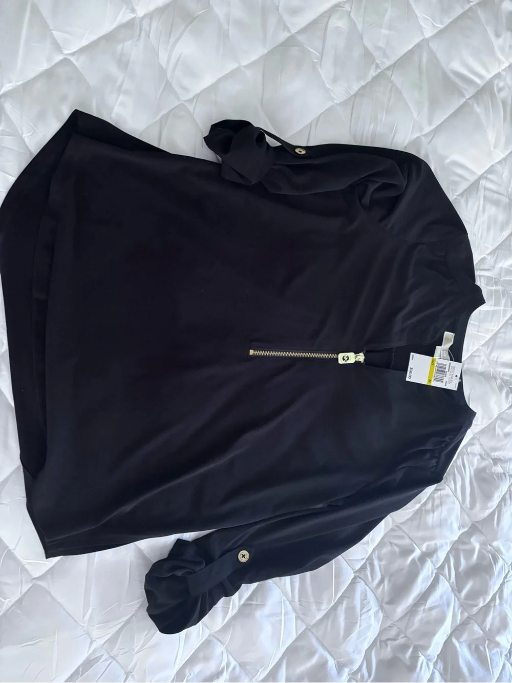 Michael Kors Black Half-Zip Tunic with Gold Hardware